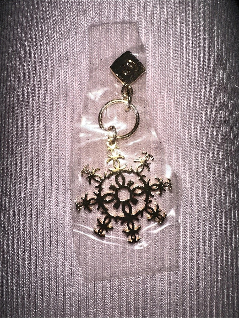 Chanel Holiday Snowflake CC Logo VIP Holiday Gift Charm Keychain